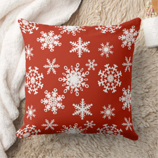 Coussin Snowflakes on Red Background