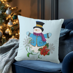 Coussin Snowflakes Poinsettia