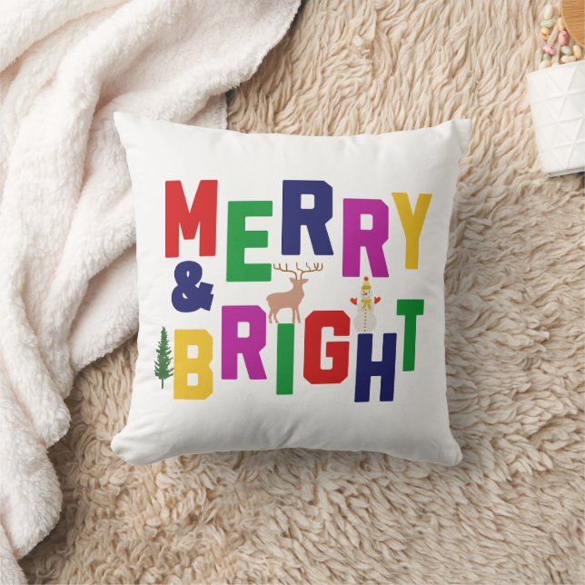 Coussin Snowman de rennes d'arbre de pin doux et joyeux (Couverture)