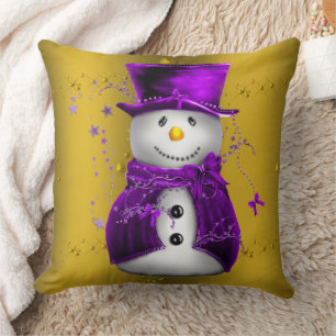 Coussin Snowman violet à Noël d'or