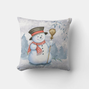 Coussin Snowman Watercolor Snow