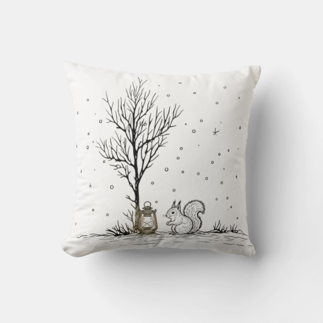 Coussin Snowy Forest Lantern Scene (Recto)