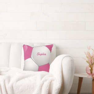 Coussin Soccer Ball Pink and White