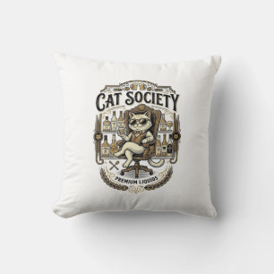 Coussin Société de chats Bar à alcool humour Vintage vecte