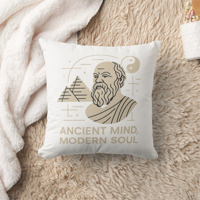 Coussin Socrates Vibes Ancient Mind Modern Soul Philosophe (Couverture)