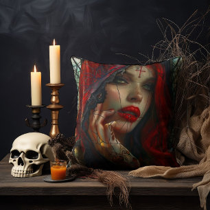 Coussin Soeur gothique à Haired - Verre noir