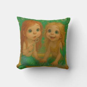 Coussin Soeurs sirènes mignonnes grand oeil à patauger ima