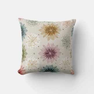 Coussin Soft Earthy Pastel Snowflake Floral Throw Pillow