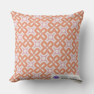 Coussin Soft Orange & Pink Floral Geometric Pillow – Moder