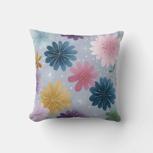 Coussin Soft Pastel Floral Burst Throw Pillow (Recto)