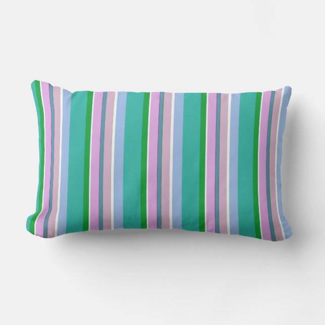 Coussin Soft Pink, Blue et Green Stripes (Recto)