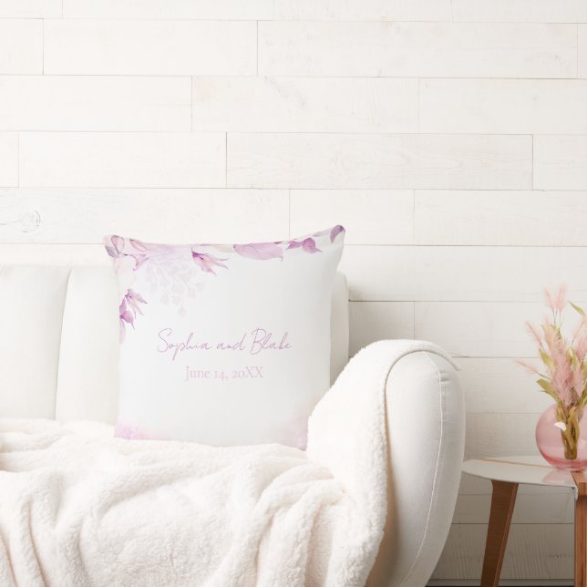 Coussin Soft rose moderne Boho Floral et Mariage Feuille (Canapé)