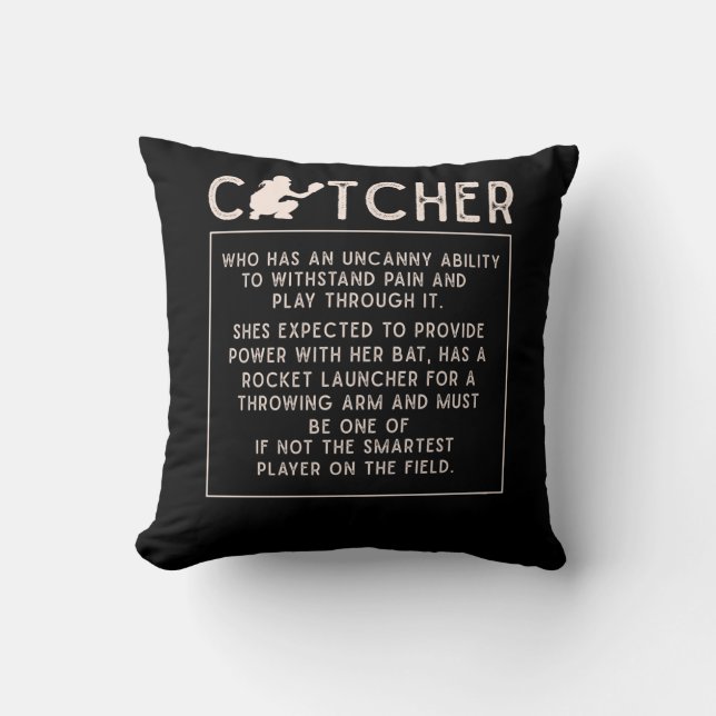 Coussin Softball Catcher Girl Funny Baseball Player Humour (Recto)