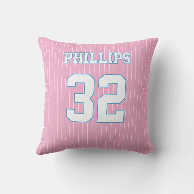 Coussin Softball Pink Blue et White Jersey (Verso)
