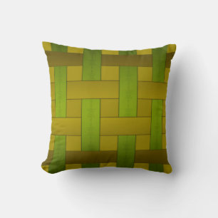 Coussin Soie jaune vert transparent doublée motif m rayé