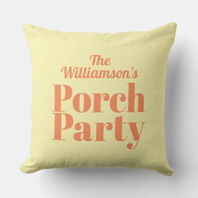 Coussin Soirée Porch Jaune et Corail (Recto)
