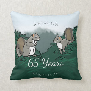 Coussin soixante-cinquième Écureuils d'anniversaire de