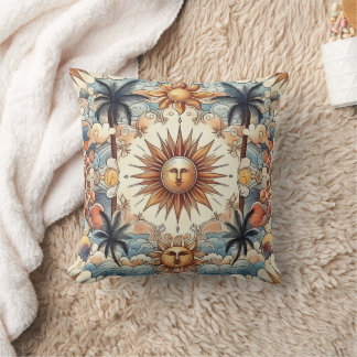 Coussin Soleil au Paradis (dos gris/bleu)