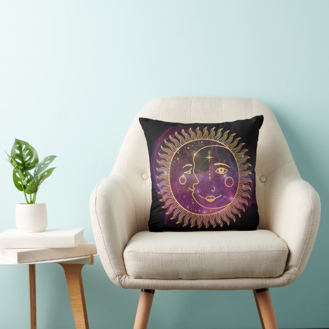 Coussin Soleil céleste pourpre et lune (Chaise)