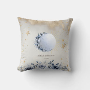 Coussin Soleil Céleste, Roses de Lune Bleue, Nuit étoilée