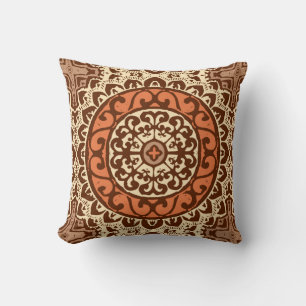 Coussin Soleil du sud-ouest Mandala, rouille et Brown