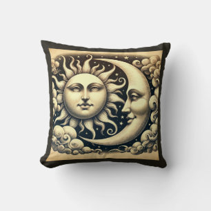 Coussin Soleil et Lune Célestes Vintage