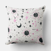 Soleil Lune Étoiles Célestes Noir et Rose