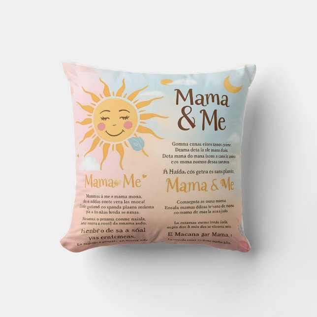 Coussin Soleil & Lune Maman & Moi : Amour Bilingue pour le (Recto)