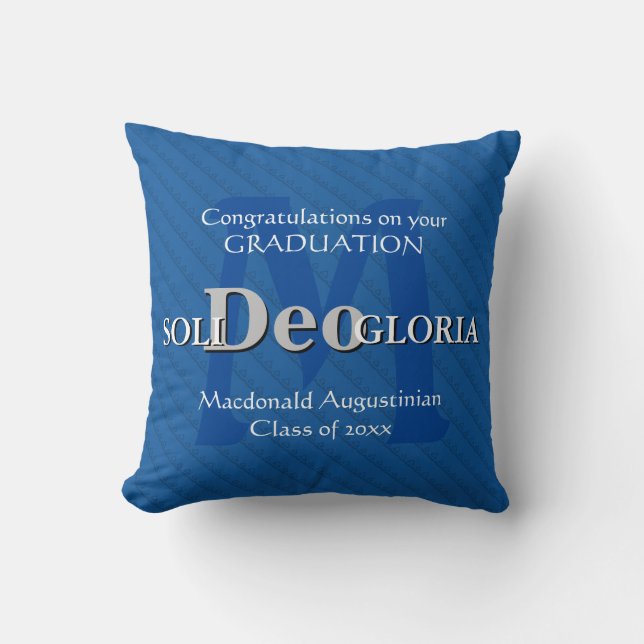 Coussin SOLI DEO GLORIA Personnalisé Keepsaké Graduation (Recto)