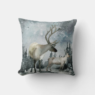 Coussin Solstice d'hiver Forêt de bois Cerf Thé Pi