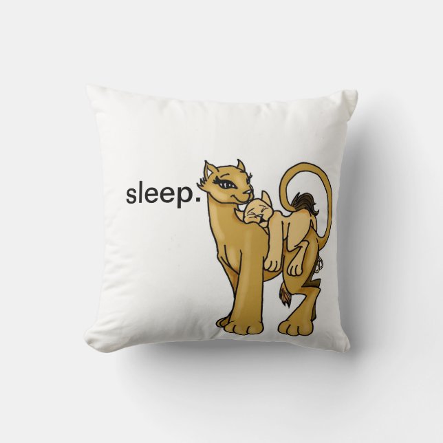 Coussin somnolent de temps avec le lion et l'petit (Recto)