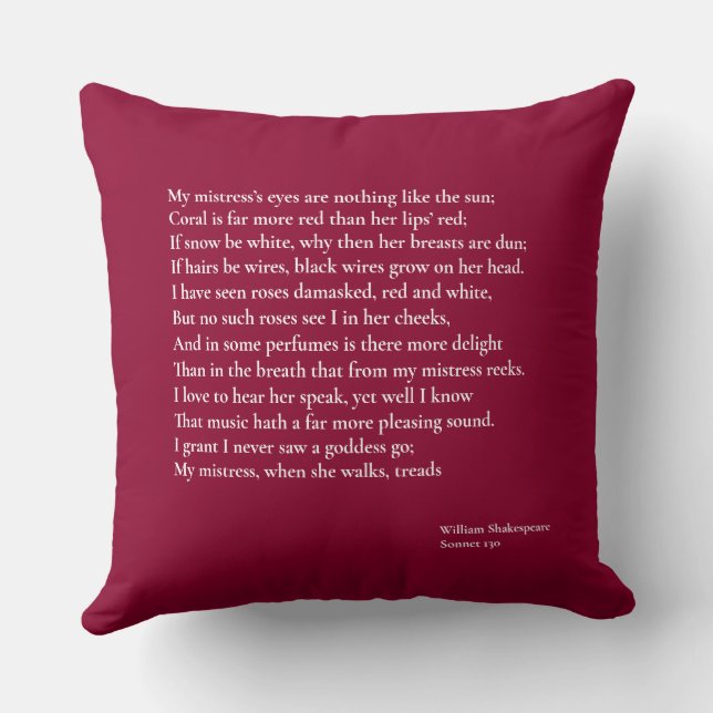 Coussin Sonnet 130 Les yeux de ma maîtresse ne sont rien (Verso)