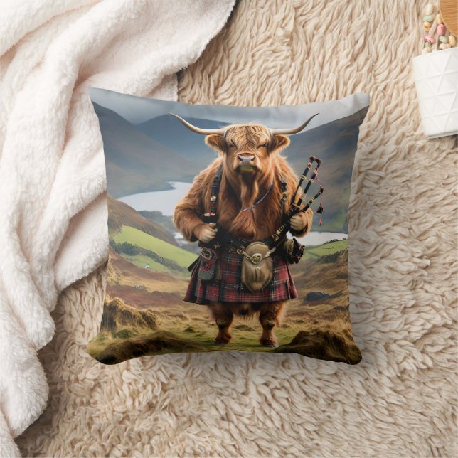 Coussin Sonneur de cornemuse de vache des Highlands écossa (Couverture)