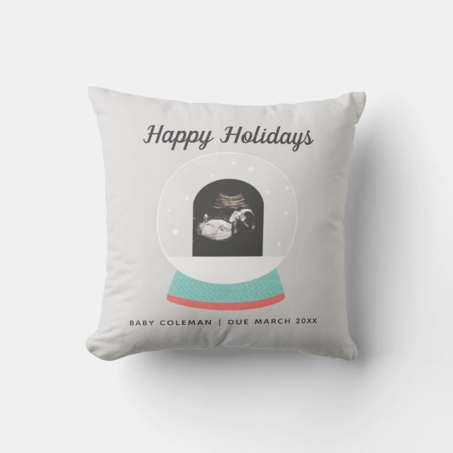 Coussin Sonogramme Faire-part de grossesse Globe des neige (Recto)