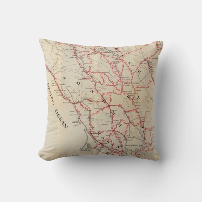 Coussin Sonoma, Marin, lac, et comtés de Napa (Recto)