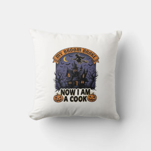 Coussin Sorcière de Halloween Cuisine Pun_1 balai cassé