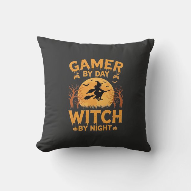 Coussin Sorcière de jeu Halloween Conception de jeu (Recto)