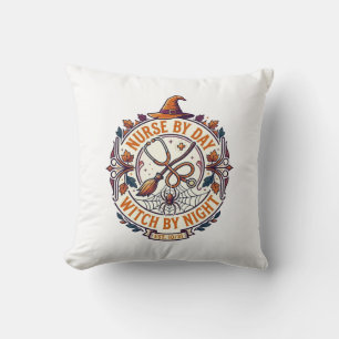 Coussin Sorcière de jour de garde de nuit Halloween Balai