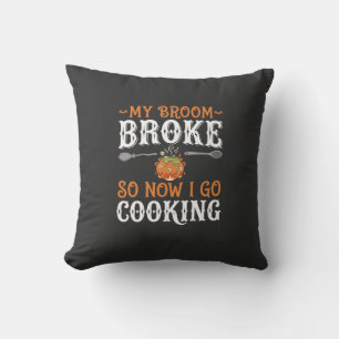 Coussin Sorcière d'Halloween Cuisine Balai Cassé Conceptio