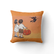 Sorcière vintage de Halloween et carreau d'enfants