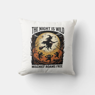 Coussin Sorcière Vintage Halloween Lunes Malicieuses Graph