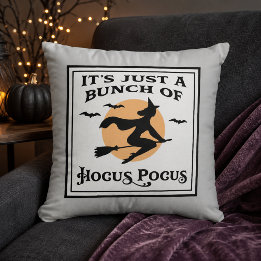 Coussin Sorcière volante vintage Lune Hocus Pocus