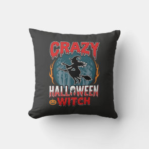 Coussin Sorcierère de Halloween folle balai volant design