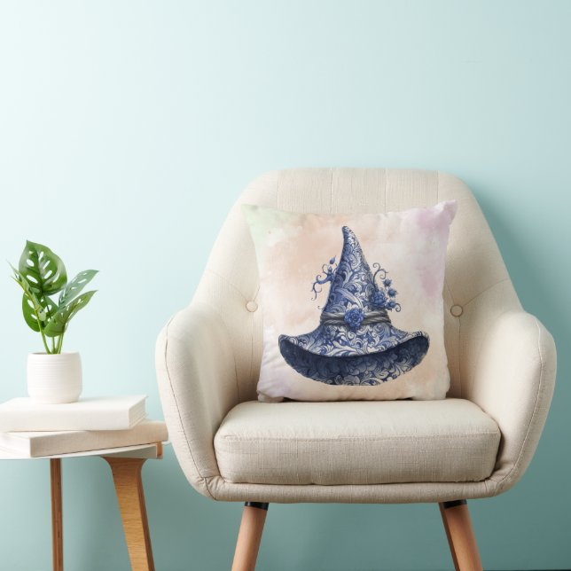 Coussin Sorcières Florales Bleues Casquette & Clouds Paste (Chaise)