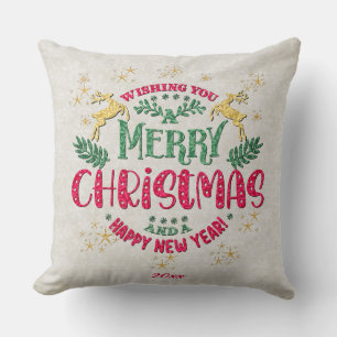 Coussin Souhaitez-vous un joyeux Noël et une bonne année