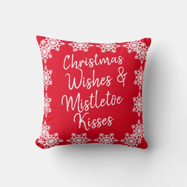 Coussin Souhaits de Noël Mistletoe Kisses Mémoire de famil (Recto)