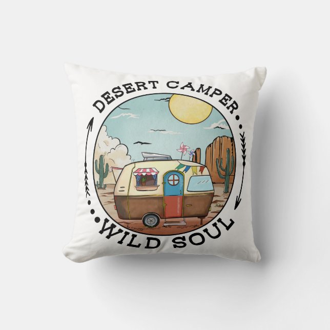 Coussin Soul sauvage du camping du désert (Recto)