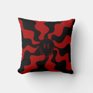 Coussin Sourire fondu rétro rouge et noir
