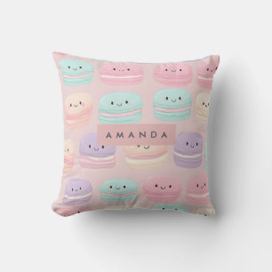 Coussin Sourire personnalisé de macaron pastel mignon