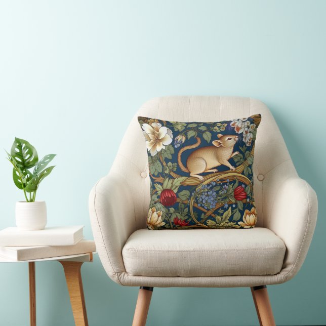 Coussin Souris et fleurs Art nouveau (Chaise)